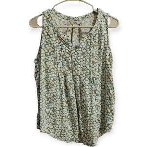 Croft & Barrow Sleeveless Floral Blouse - White and Green